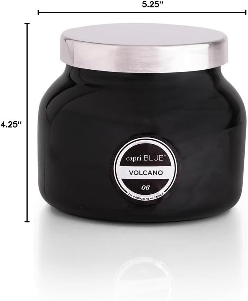 Volcano Candle - Black Petite Jar Candle - Glass Candle with Soy Wax Blend - Luxury Aromatherapy Candle - Tropical Fruits & Sugared Citrus Scented Candle (8 Oz)