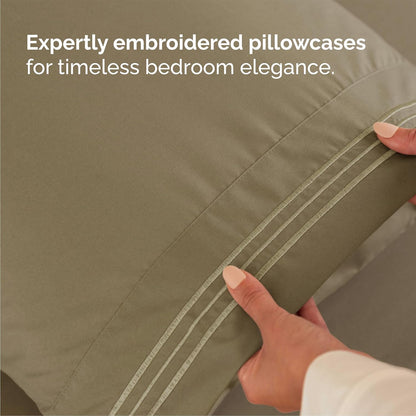 Queen Size Sheet Set - 4 Piece Set - Hotel Luxury Bed Sheets - Extra Soft - Deep Pockets - Easy Fit - Breathable & Cooling Sheets - Wrinkle Free - Comfy – Khaki Bed Sheets - Queen Sheets