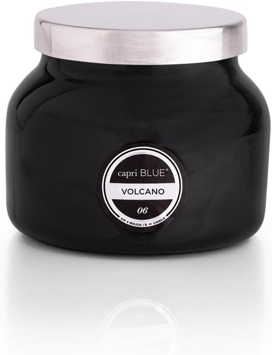 Volcano Candle - Black Petite Jar Candle - Glass Candle with Soy Wax Blend - Luxury Aromatherapy Candle - Tropical Fruits & Sugared Citrus Scented Candle (8 Oz)